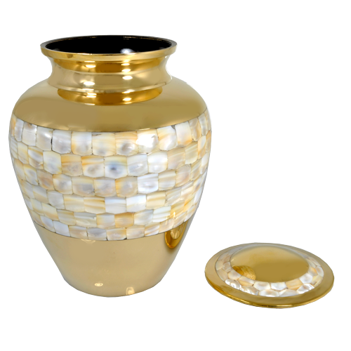 Mother of Pearl Brass Cremation Pet Urn