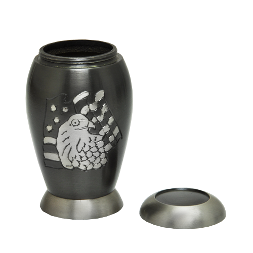 Eagle & Flag Steel Cremation Vase Pet Urn