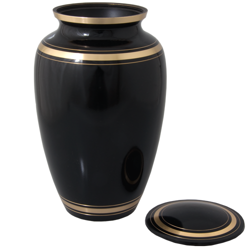 Black and Gold Bands Brass Cremation Pet Urn