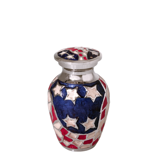 American Flag Mosaic Brass Cremation Urn