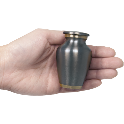 Dark Pewter with 2 Gold Bands Cremation Urn Pet