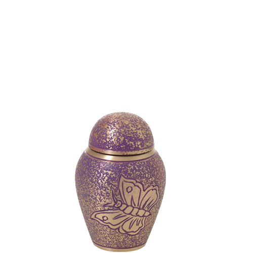Purple Butterfly Brass Cremation Urn