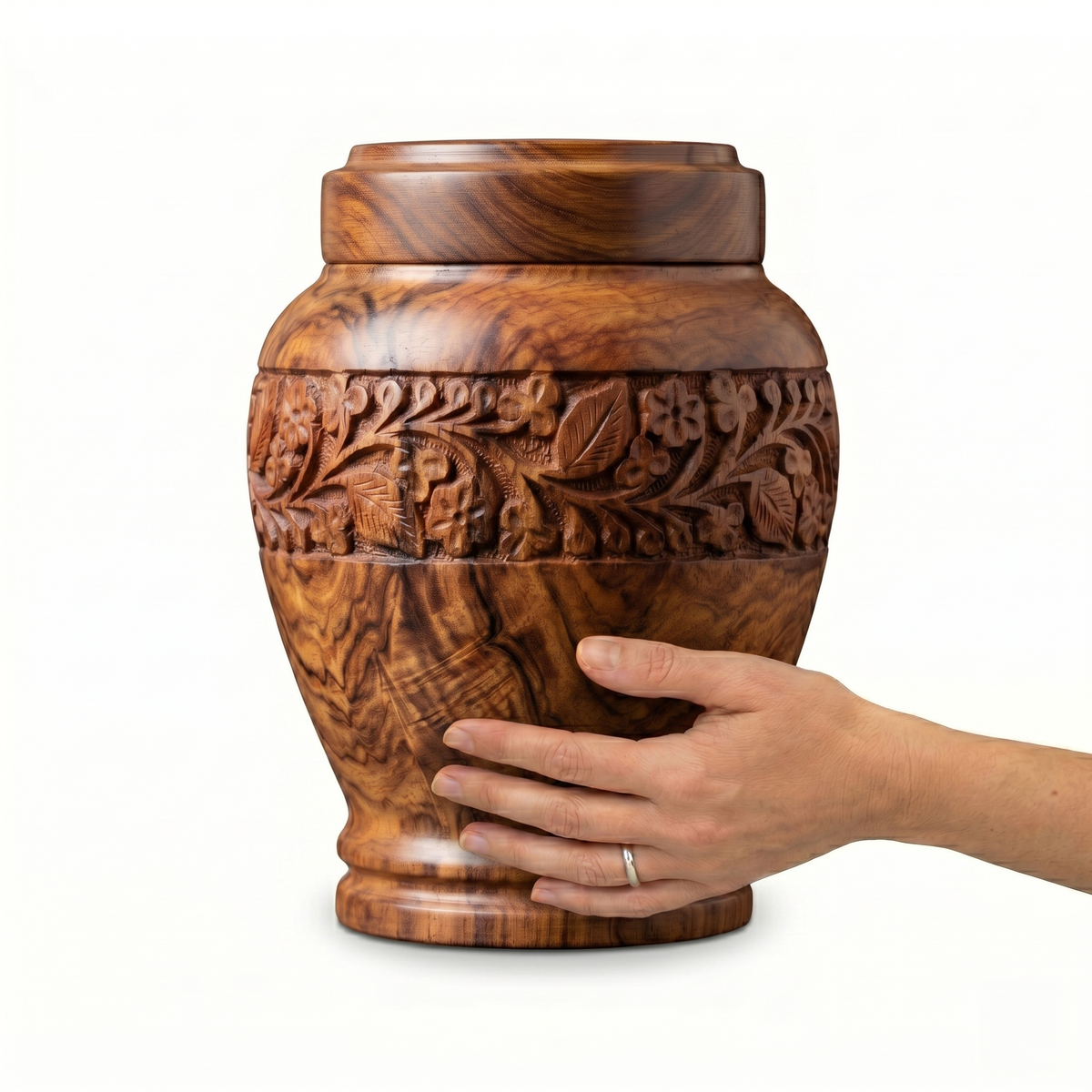 Anish cremation urn, 4.0 size scale view