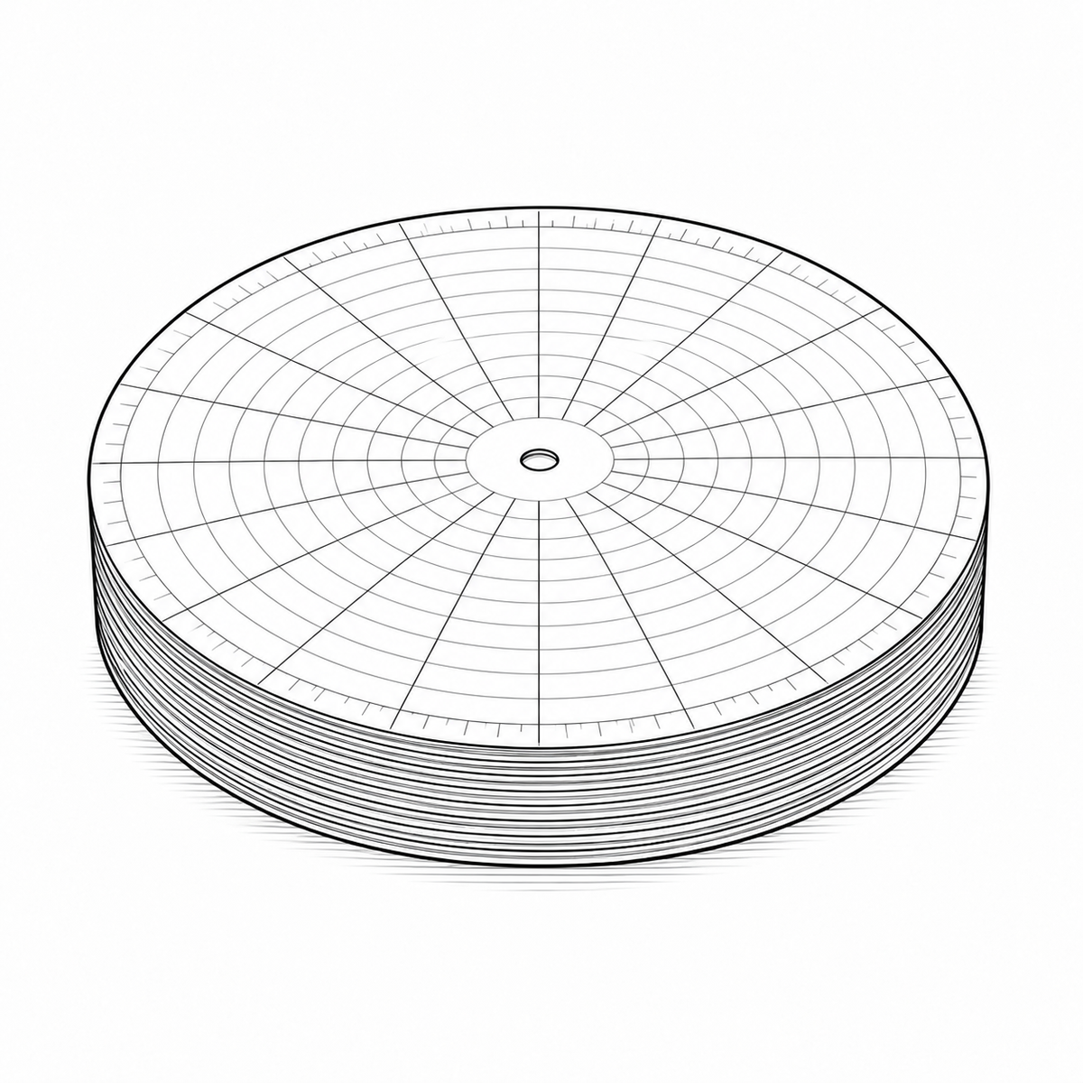 Representative line-art illustration of circular recorder charts; verify the exact part number and printed scale before ordering.