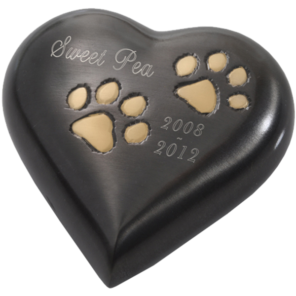 Pawprint Heart Keepsake Pet Urn
