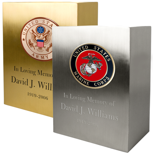 Military Rectangular Brass Cremation Urn