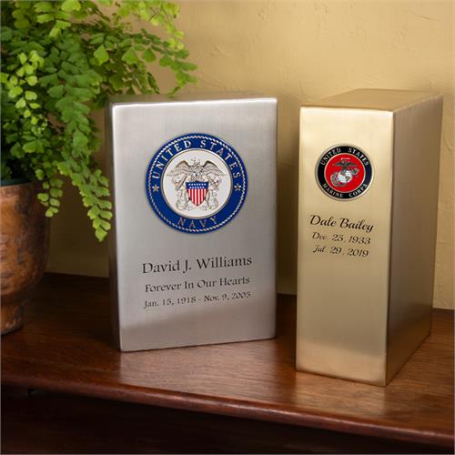 Military Rectangular Brass Cremation Urn