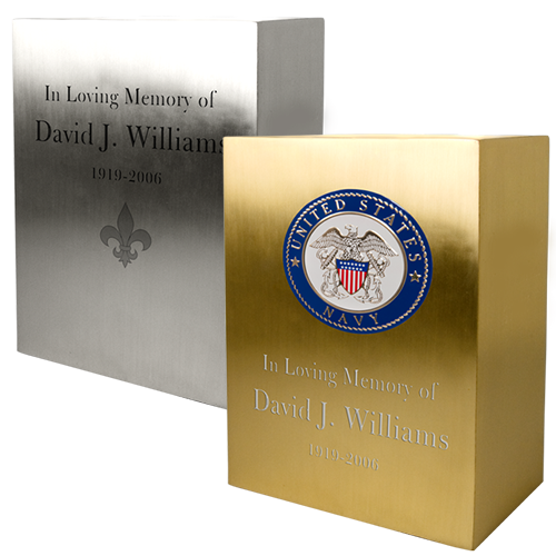 Military Rectangular Brass Cremation Urn