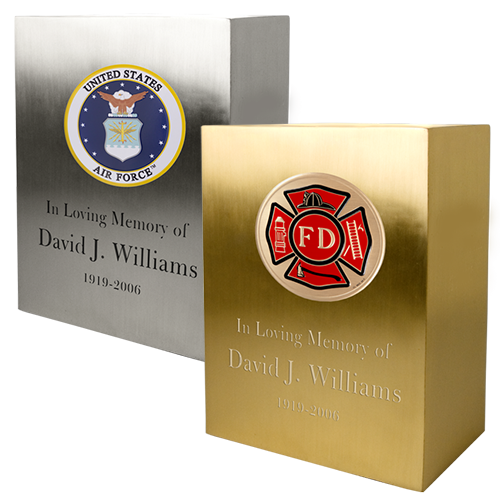 Military Rectangular Brass Cremation Urn