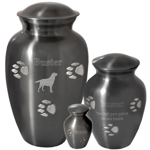 Classic Brass Pet Urn with Dog Silhouette