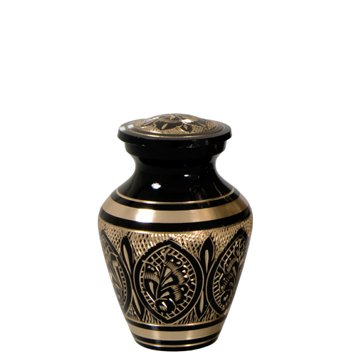 Ornate Black & Gold Brass Cremation Urn