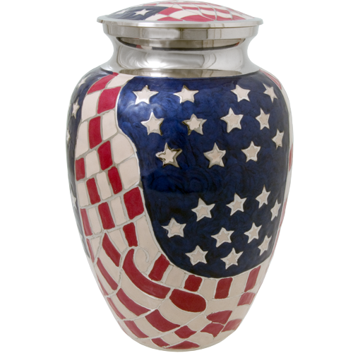American Flag Mosaic Brass Cremation Urn