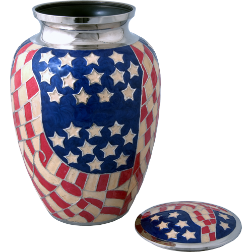 American Flag Mosaic Brass Cremation Urn