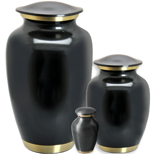 Dark Pewter with 2 Gold Bands Cremation Urn