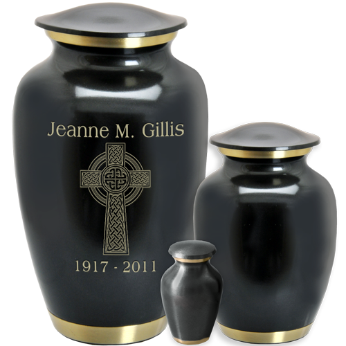 Dark Pewter with 2 Gold Bands Cremation Urn