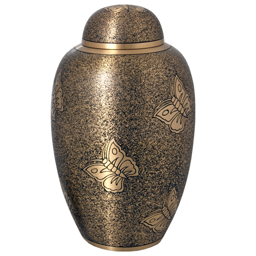 Antique Butterfly Brass Cremation Urn