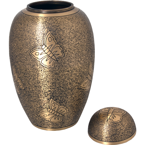 Antique Butterfly Brass Cremation Urn
