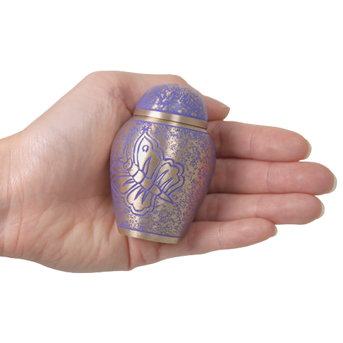 Purple Butterfly Brass Cremation Urn