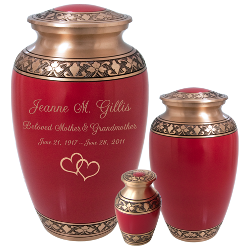 Cherry Red Brass Cremation Urn