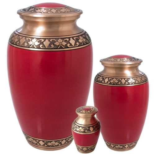 Cherry Red Brass Cremation Urn