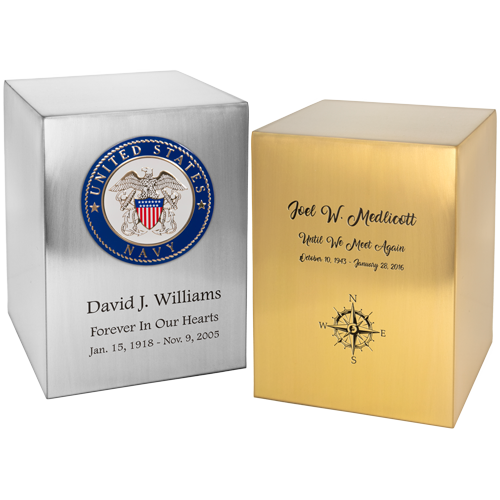 Brushed Brass or Pewter Finish Cube Urn