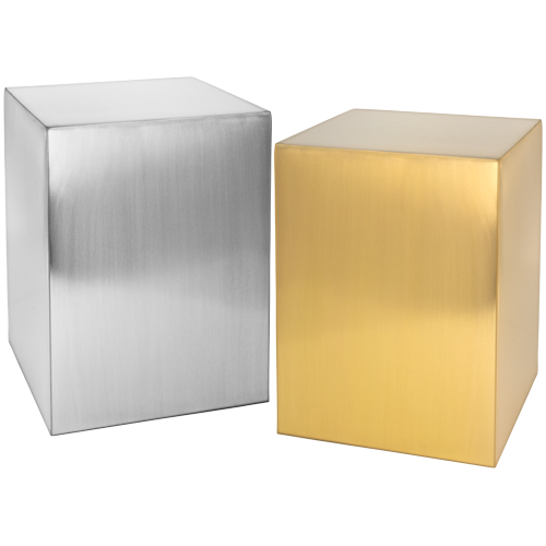 Brushed Brass or Pewter Finish Cube Pet Urn