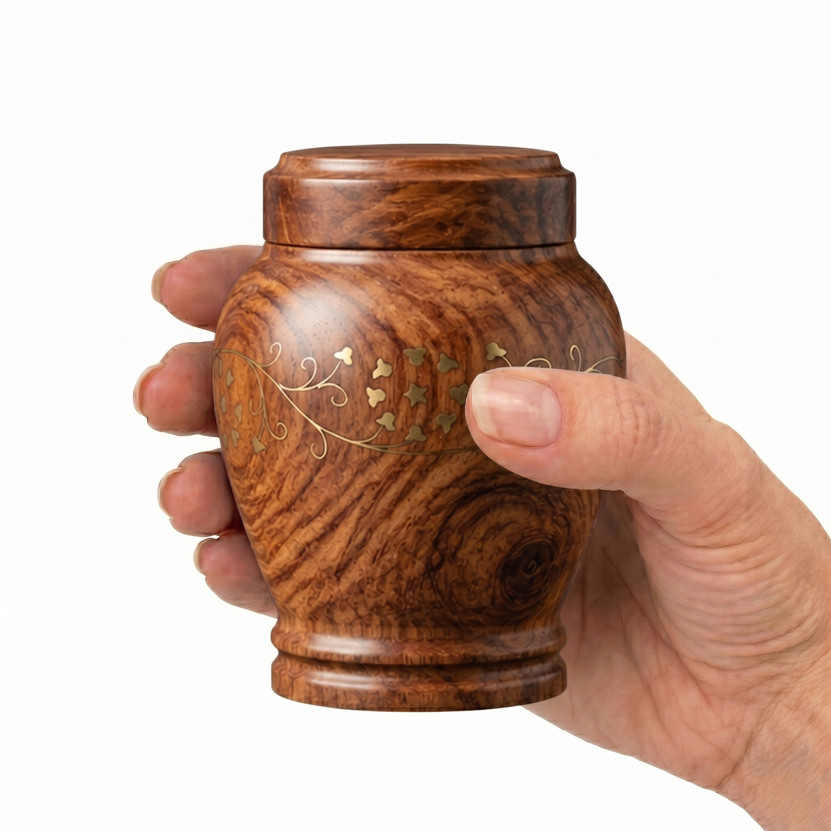 Adair cremation urn, MINI+ size scale view