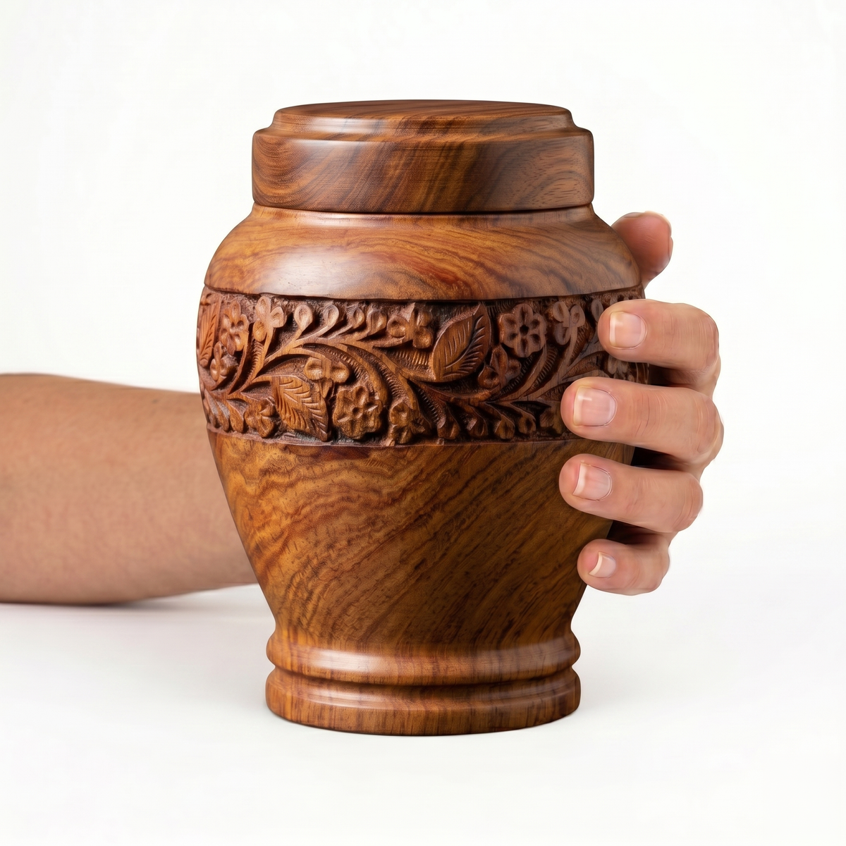 Anish cremation urn, 2.0 size scale view
