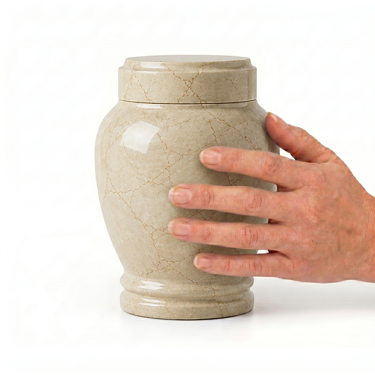 Calla cremation urn, 1.0 size scale view