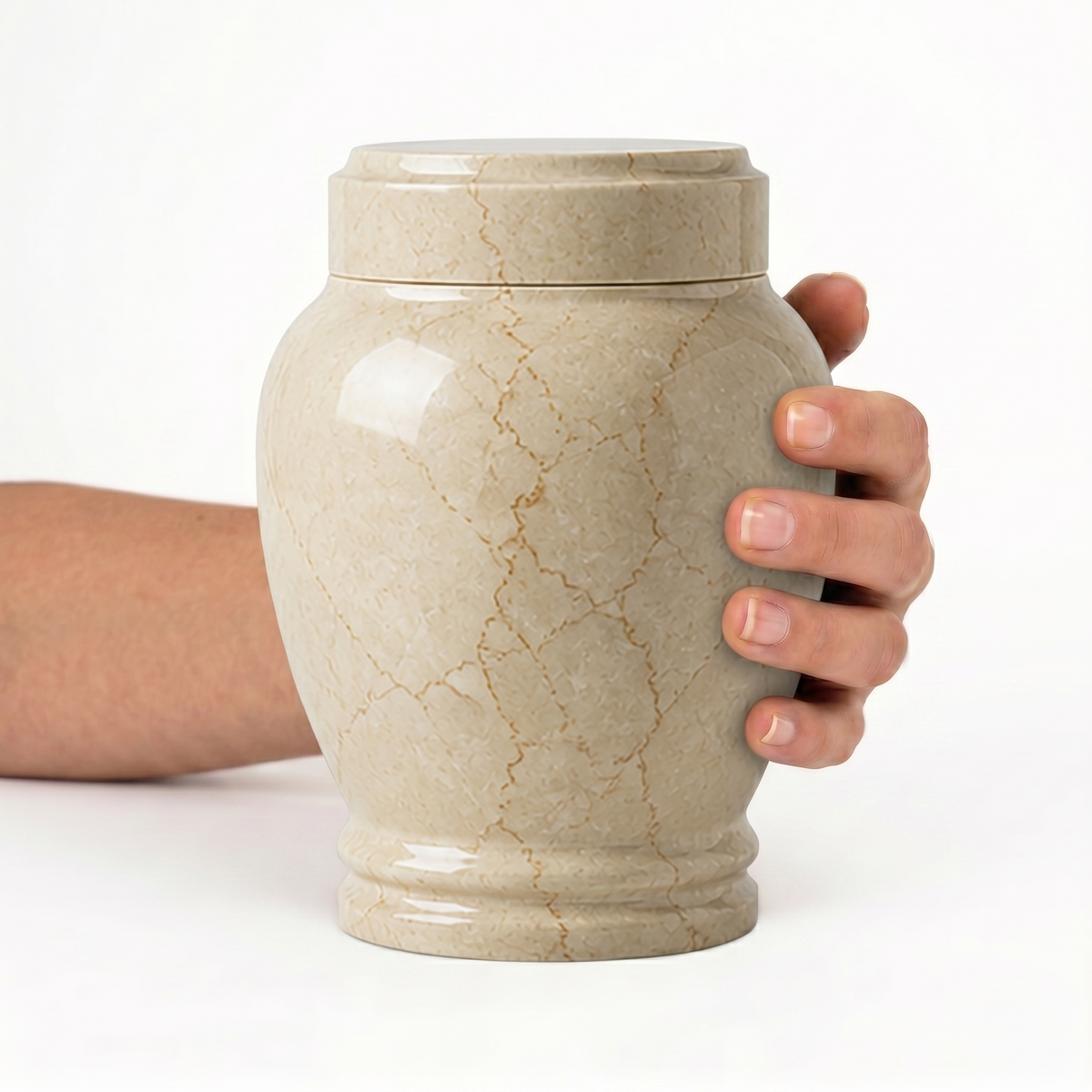Calla cremation urn, 2.0 size scale view