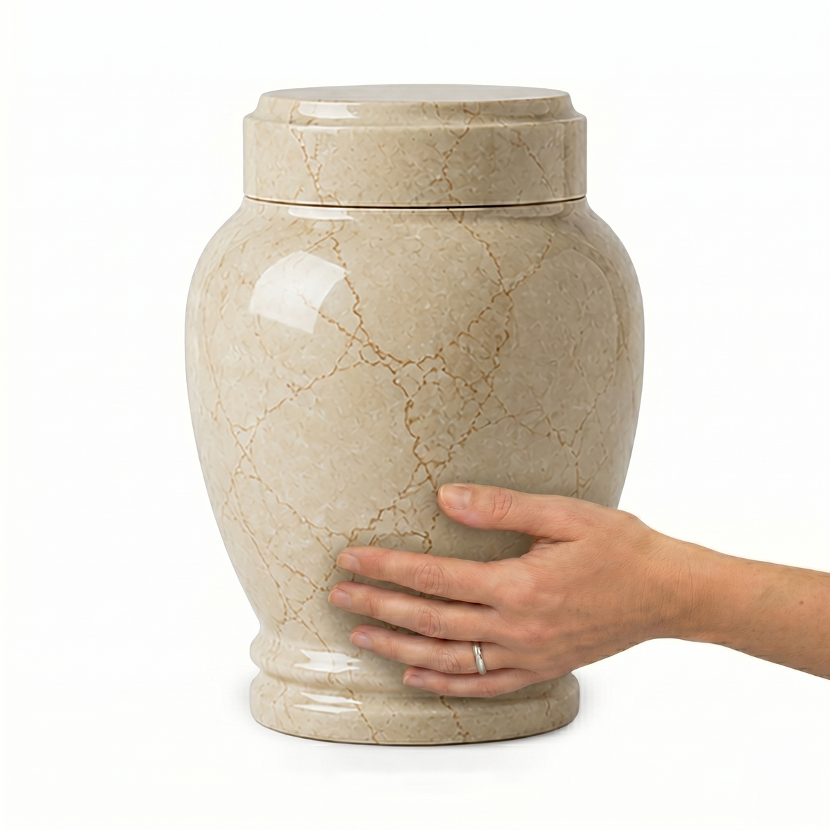 Calla cremation urn, 4.0 size scale view