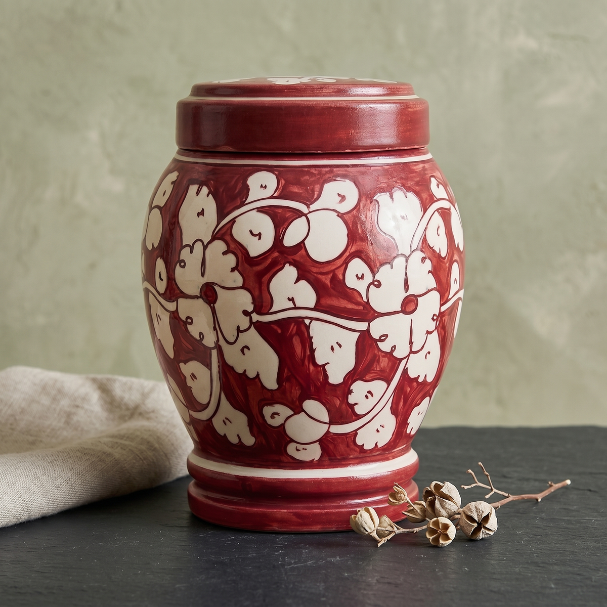 Cherry cremation urn additional view