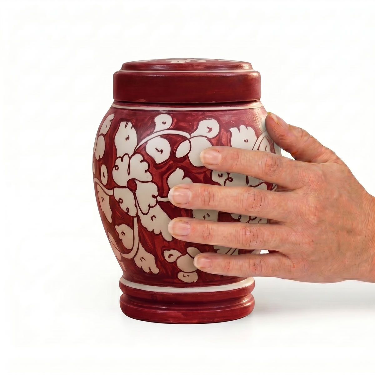 Cherry cremation urn, 1.0 size scale view