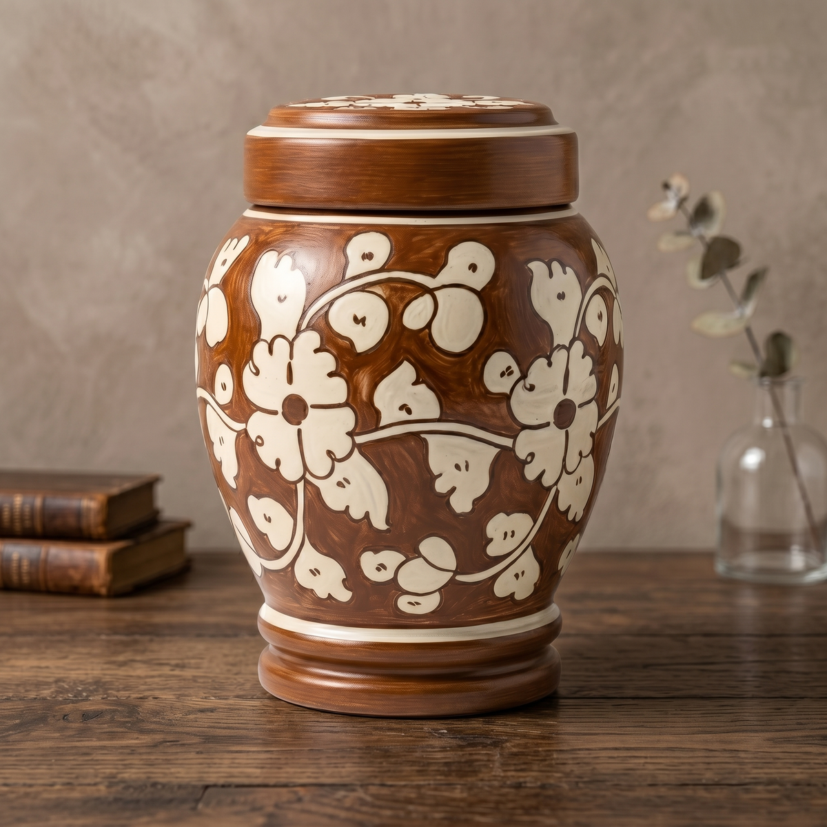 Elm cremation urn lifestyle view