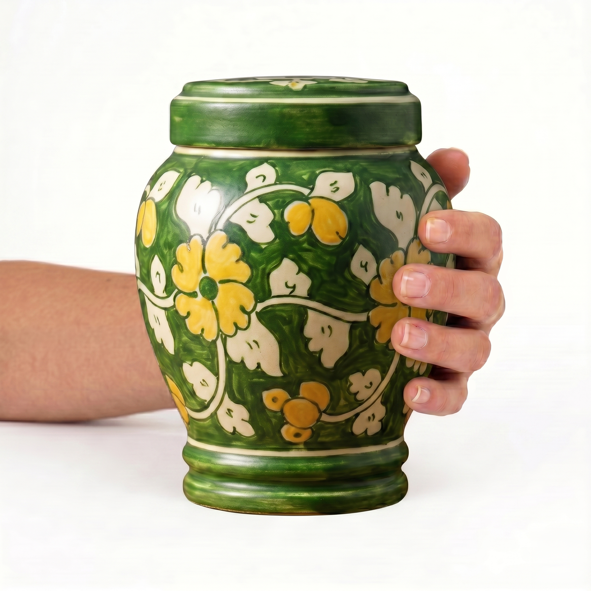 Liora cremation urn, 2.0 size scale view