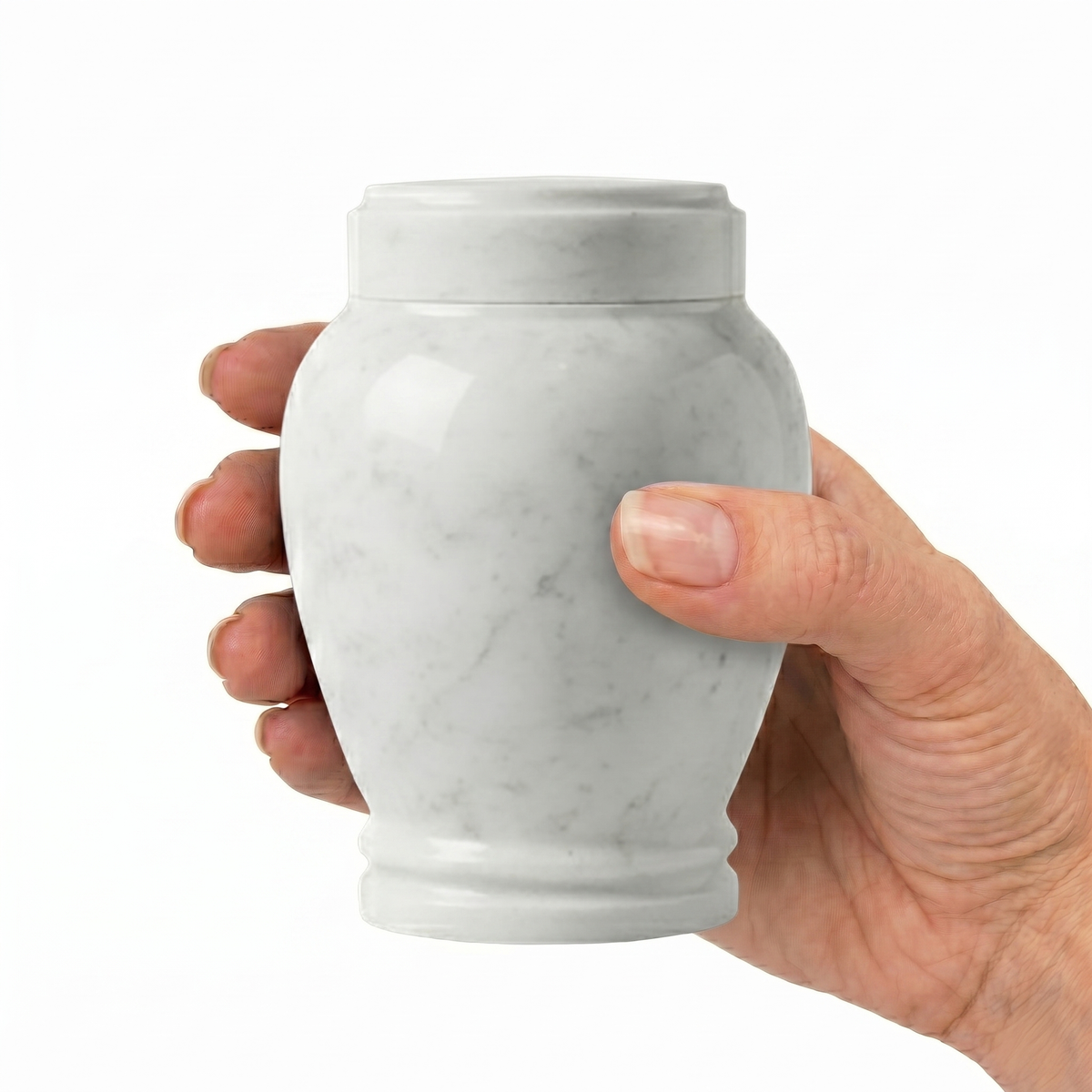 Luna cremation urn, MINI+ size scale view