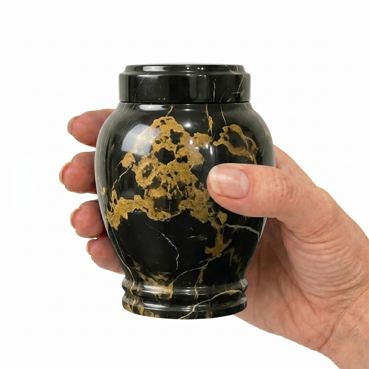 Lux cremation urn, MINI+ size scale view