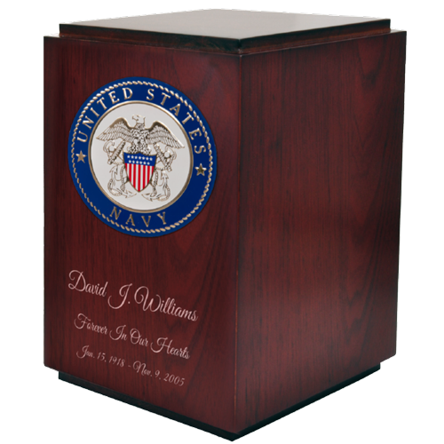 Cherry Finish Upright Wood Cremation Urn