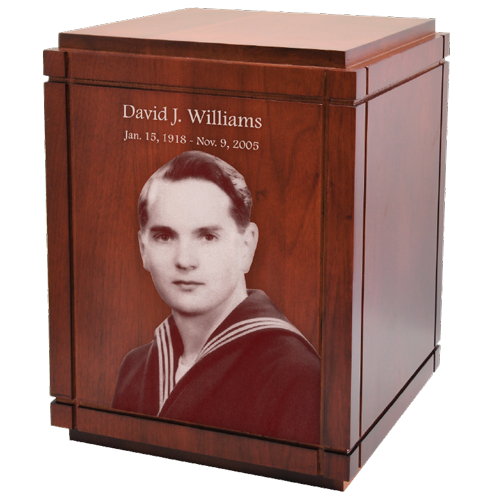 Cherry Finish Large Column Wood Cremation Urn