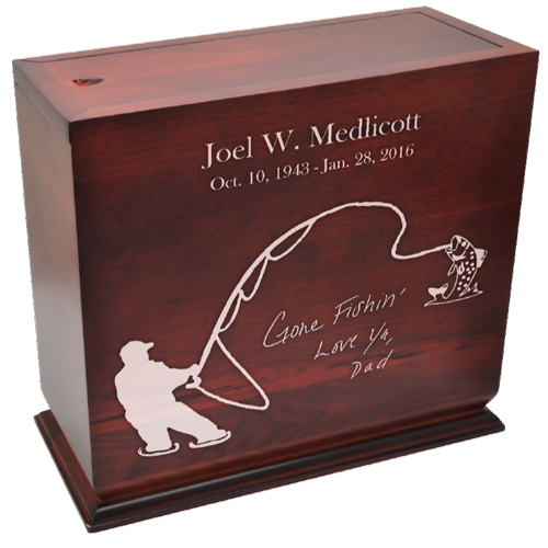 Cherry Finish Horizontal Wood Cremation Urn