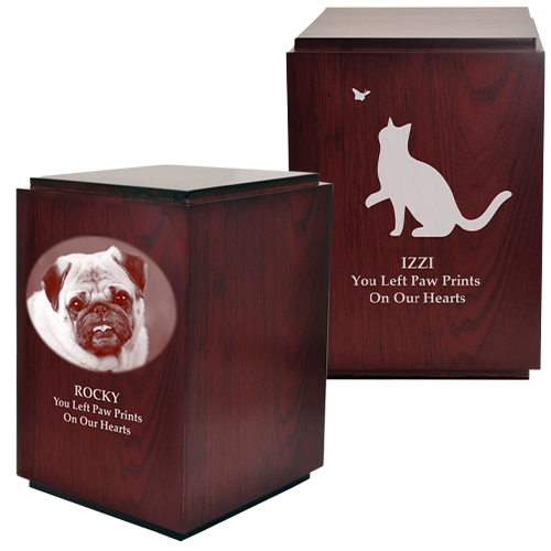 Cherry Finish Upright Pet Urn