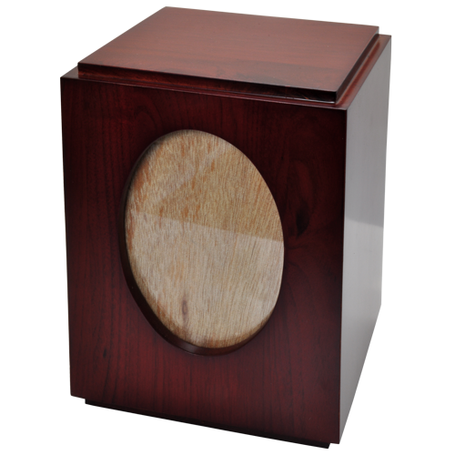 Cherry Finish Upright Wood Urn with Photo Window