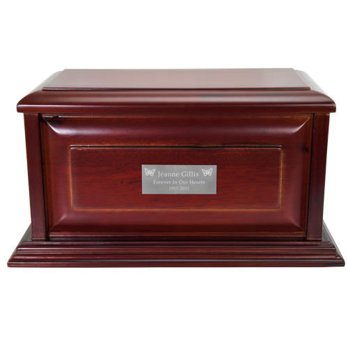 Cherry Finish Chest Wood Cremation Urn - Raised Panel