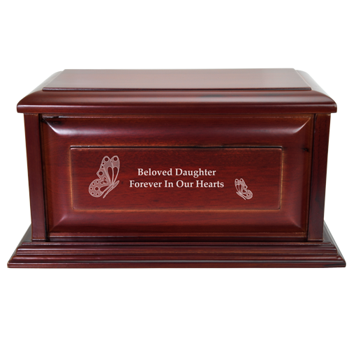 Cherry Finish Chest Wood Cremation Urn - Raised Panel
