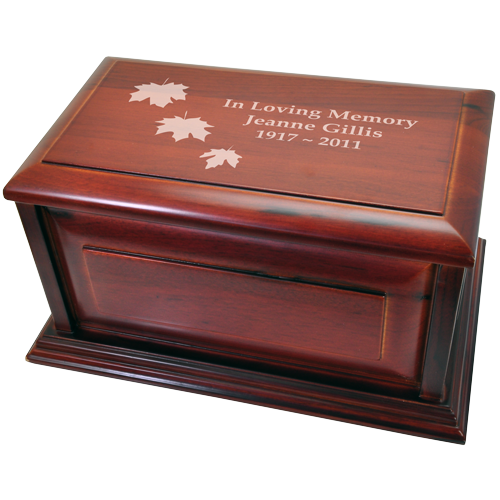 Cherry Finish Chest Wood Cremation Urn - Raised Panel