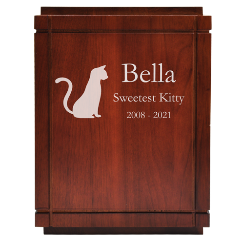 Cherry Finish Grooved Vertical Wood Pet Urn