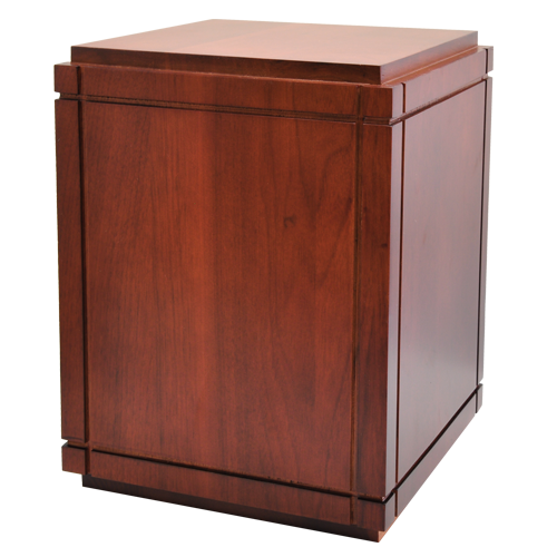 Cherry Finish Grooved Vertical Wood Pet Urn
