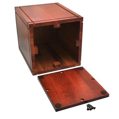 Cherry Finish Grooved Vertical Wood Pet Urn