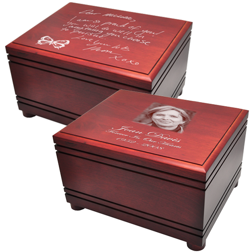 Cherry Finish Companion Grooved Horizontal Cremation Urn