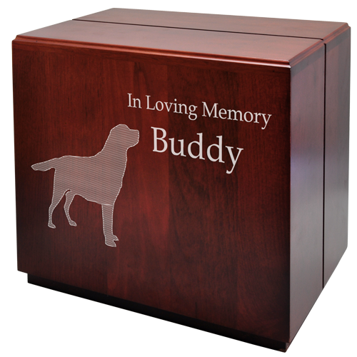 Cherry Finish Oversized Cube Pet Urn